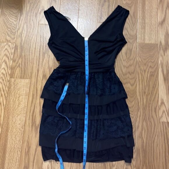 ZARA Basic Lace Tulle Mesh Layered Ruffle Black Mini Dress(Size Small)Rare - Picture 7 of 11